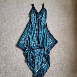 Michael Michael Kors Teal Paisley Handkerchief Dress S/M Boho Midi